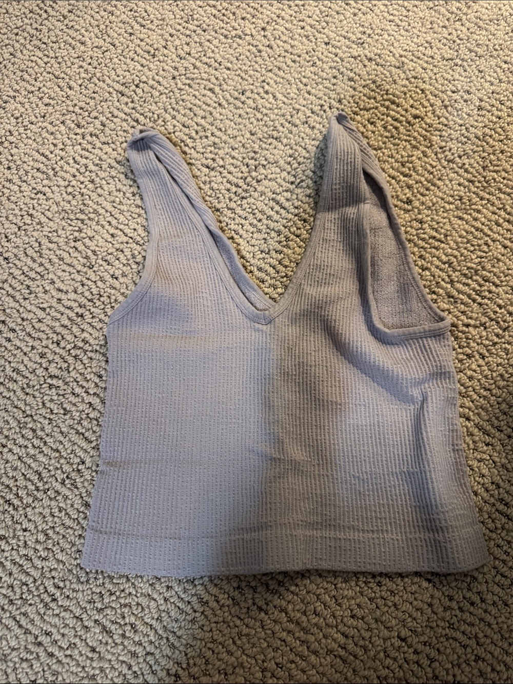 Lavender Ribbed V-Neck Cropped Tank Top - Womens